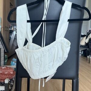 ZARA White Ruched Crop Top – Size L (NWT)